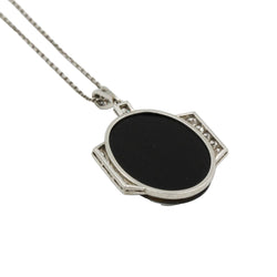 Collier Pendentif en platine, onyx et diamants - Castafiore