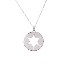 Collier pendentif étoile de David en or blanc et diamants - Castafiore