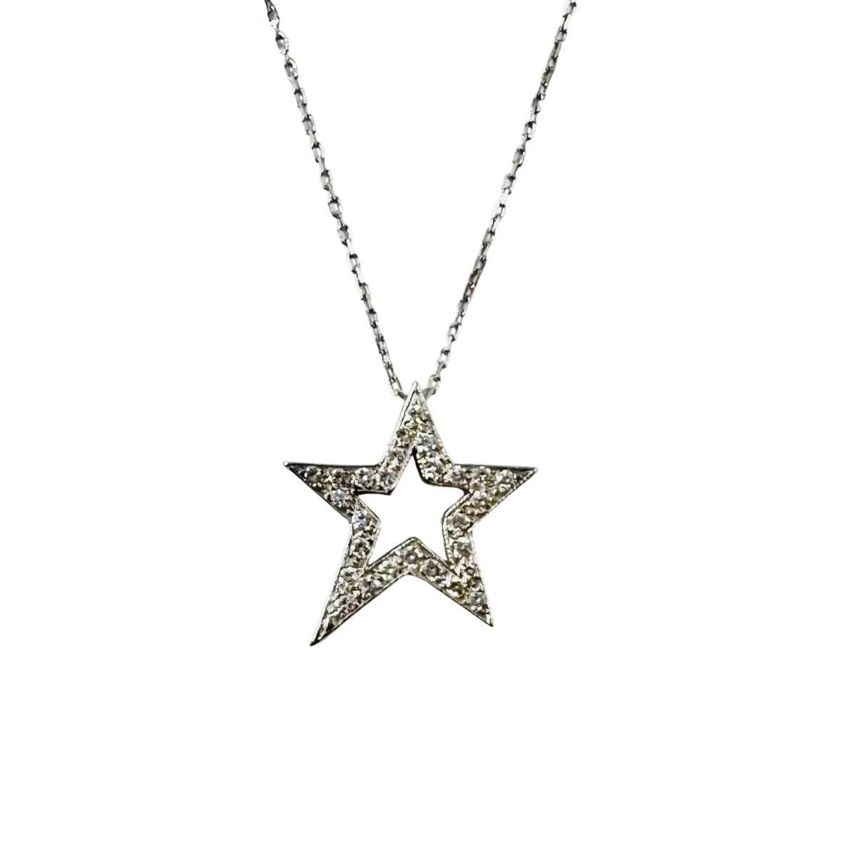 Collier Pendentif Étoile en or blanc et diamants - Castafiore