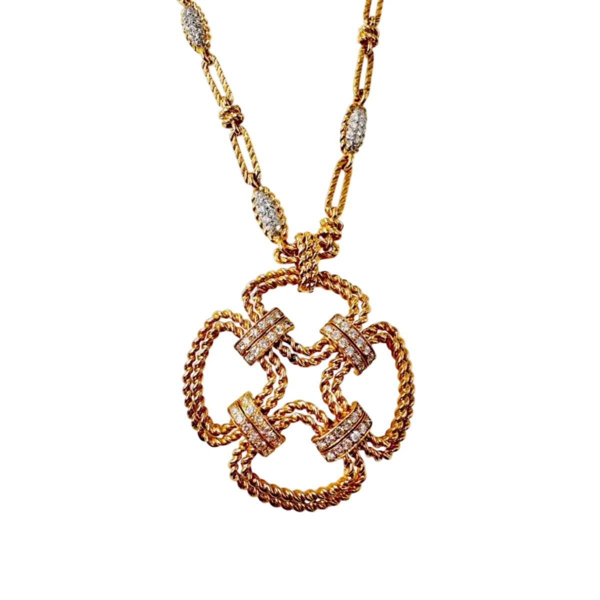 Collier Pendentif FRED en or jaune et diamants - Castafiore