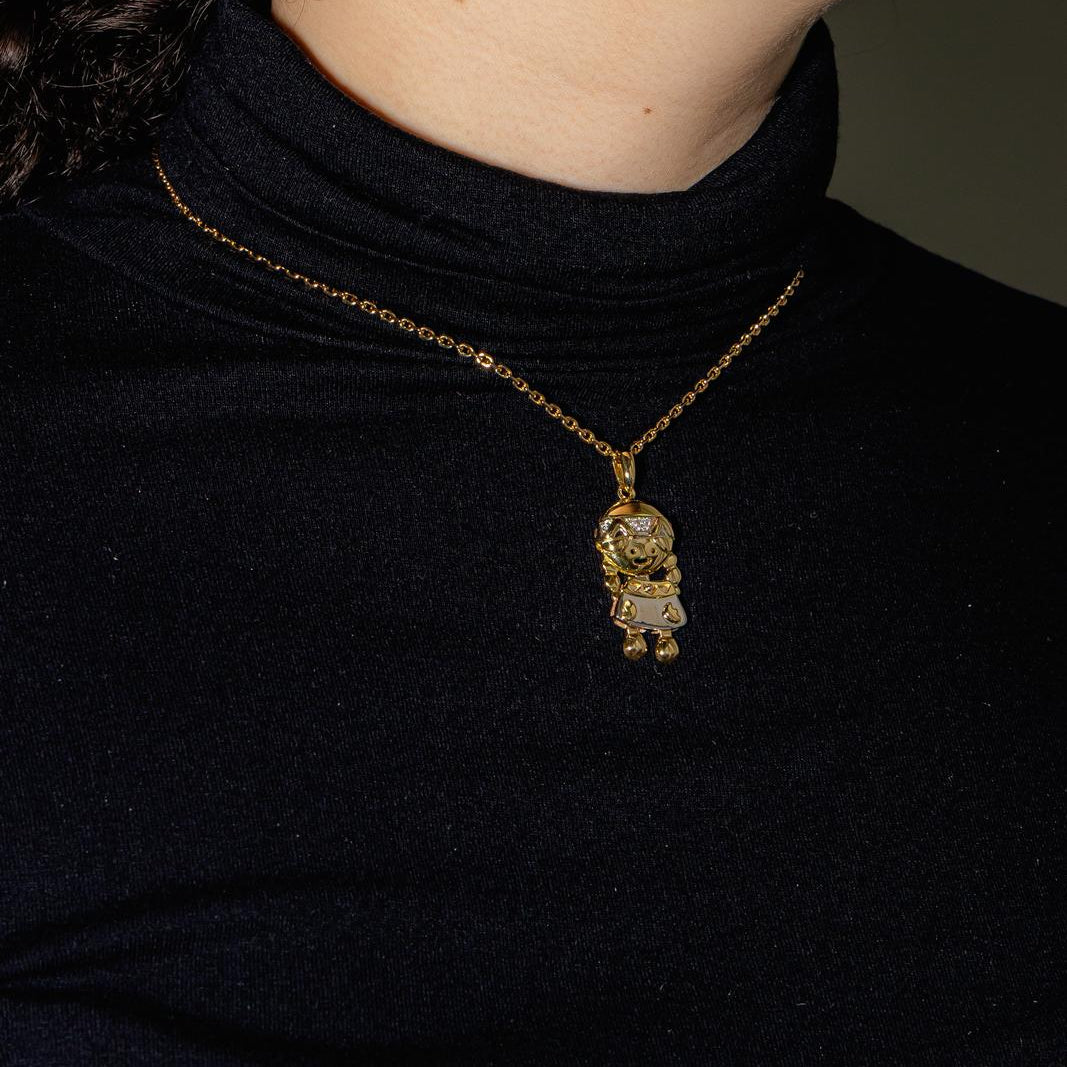 Collier Pendentif FRED en or jaune et diamants - Castafiore