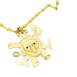 Necklace Henri Hecht Maïk, "The Clown and the Lion", yellow gold, enamel, rubies and emeralds.