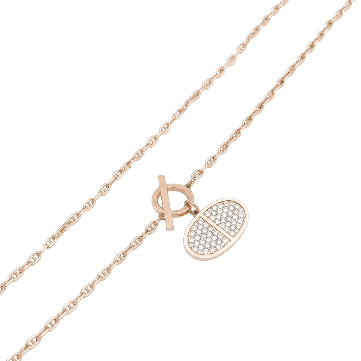 Collier Pendentif HERMÈS "Chaîne d'ancre contour" en or rose et diamants - Castafiore