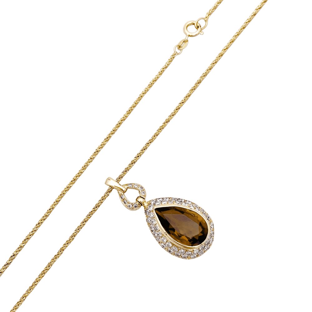 Collier Pendentif H.STERN en or jaune, citrine et diamants - Castafiore
