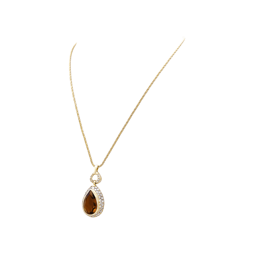 Collier Pendentif H.STERN en or jaune, citrine et diamants - Castafiore