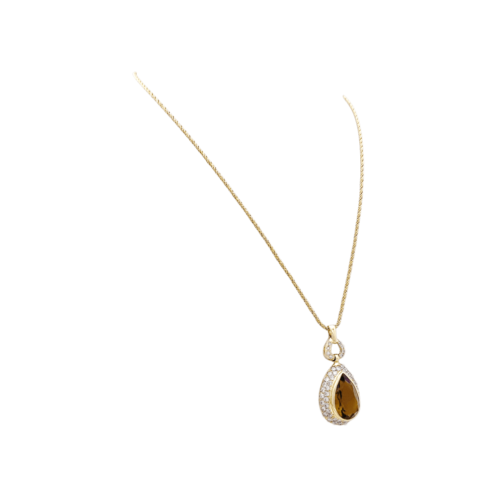 Collier Pendentif H.STERN en or jaune, citrine et diamants - Castafiore