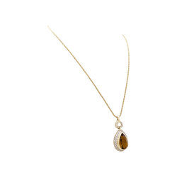 Collier Pendentif H.STERN en or jaune, citrine et diamants - Castafiore