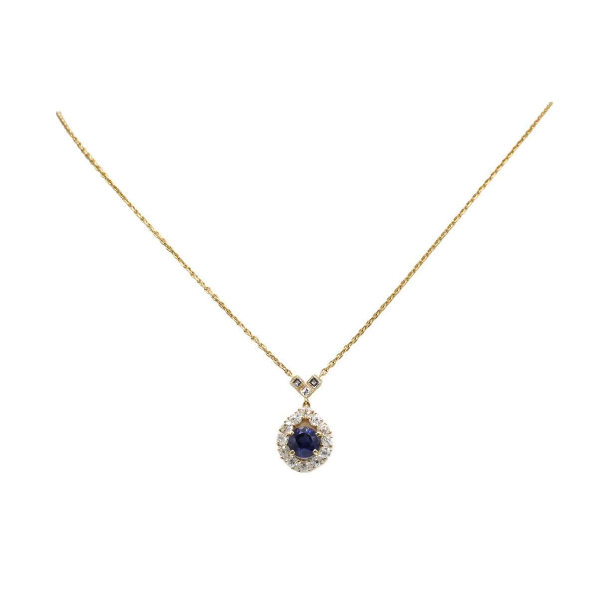Collier Pendentif MAUBOUSSIN en or jaune, saphir et diamants - Castafiore
