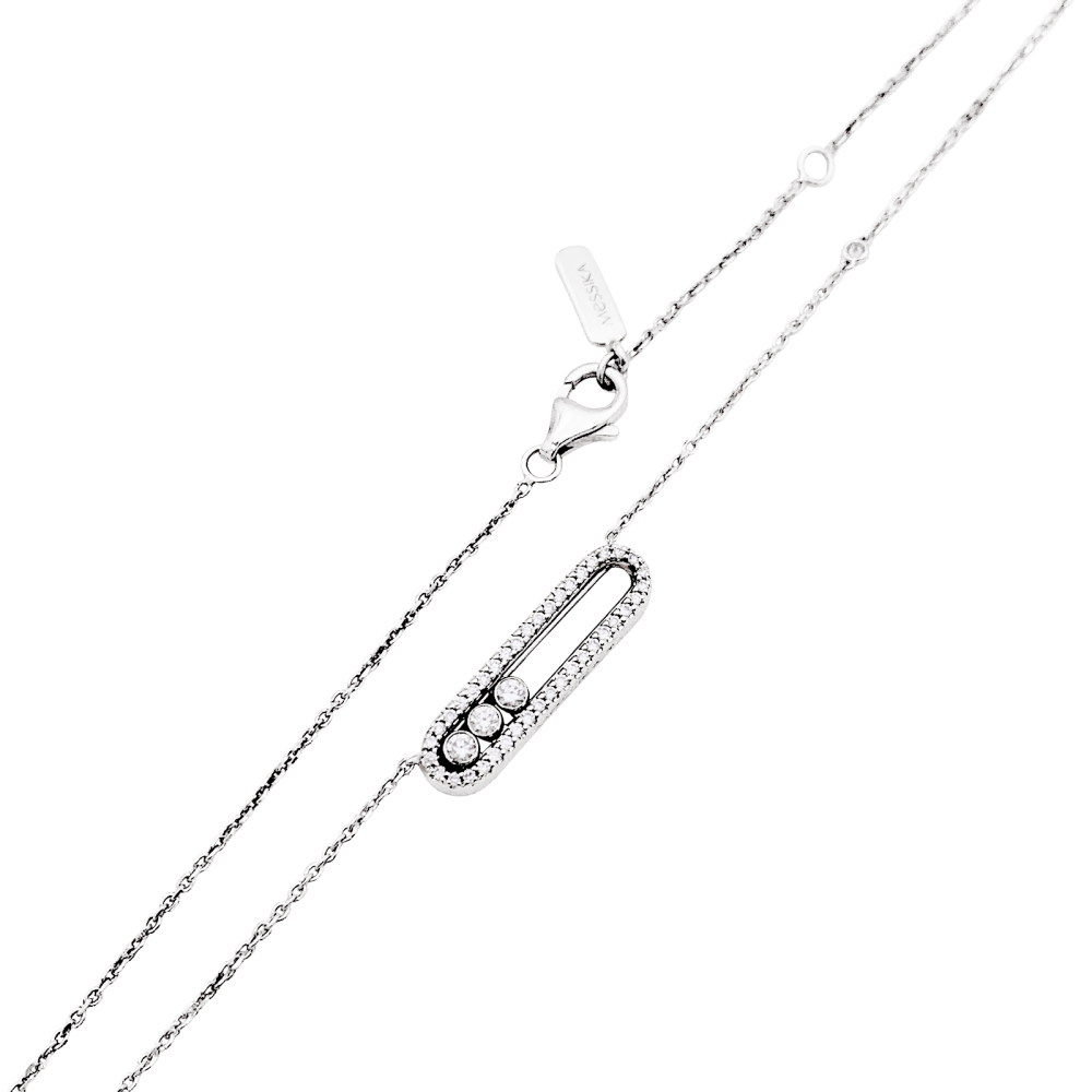 Necklace Messika, "Baby Move Pavé", white gold and diamonds.