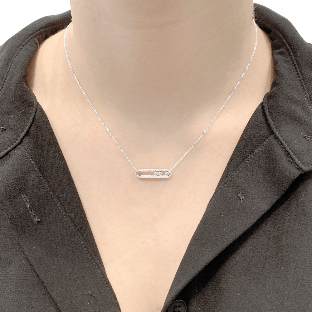 Necklace Messika, "Baby Move Pavé", white gold and diamonds.