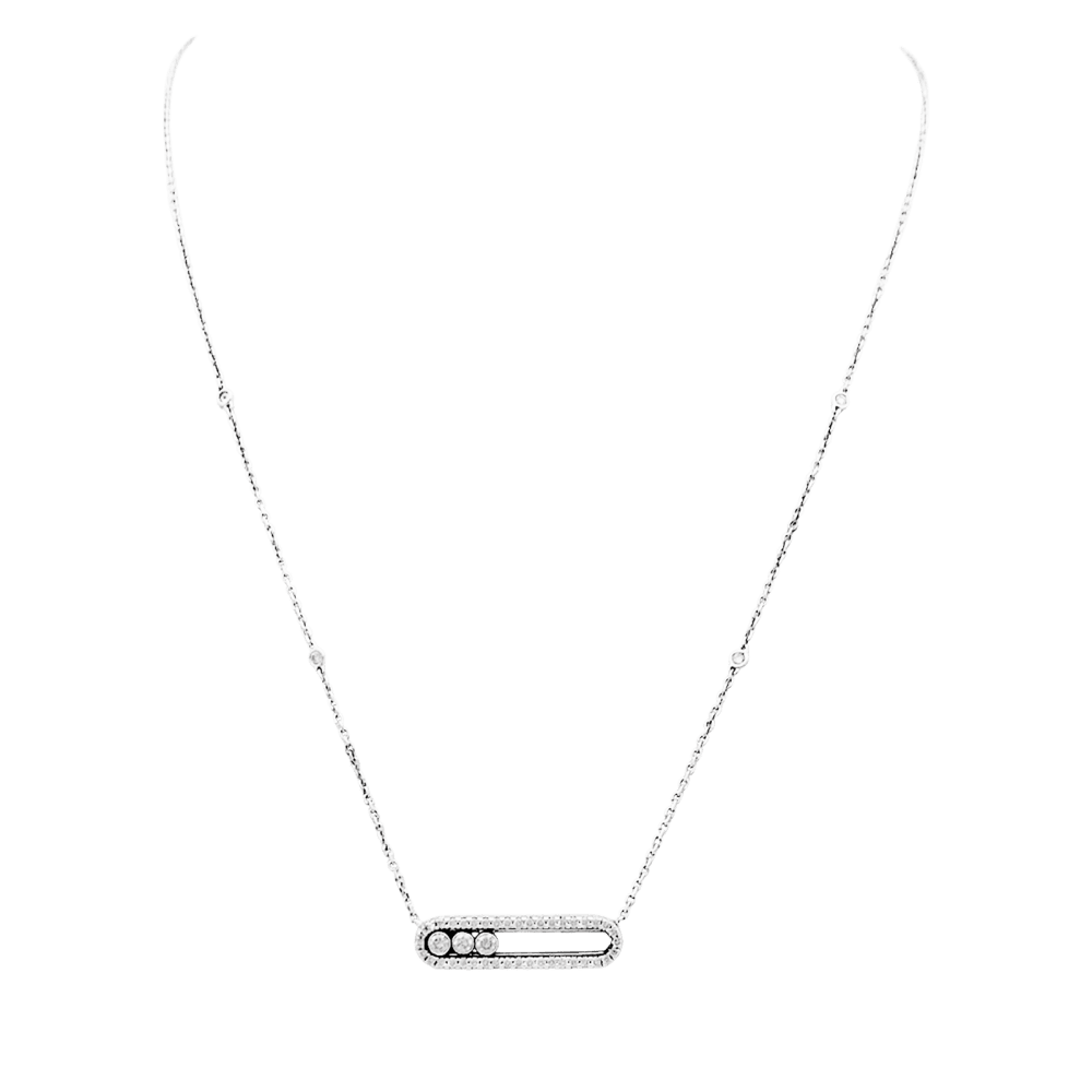 Necklace Messika, "Baby Move Pavé", white gold and diamonds.