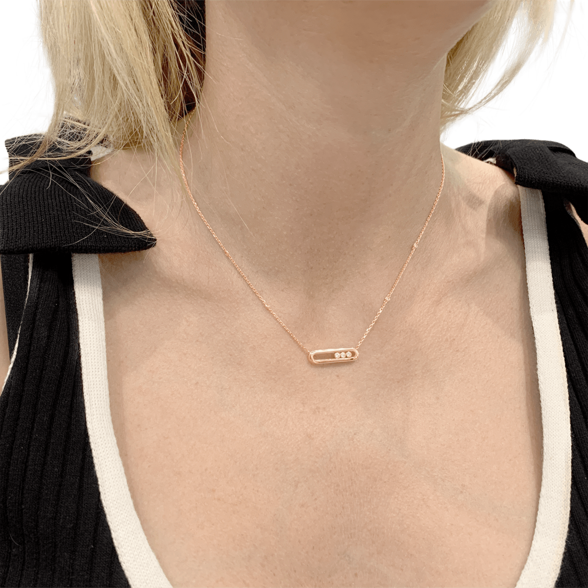Collier Pendentif MESSIKA "Baby Move" PM en or rose et diamants - Castafiore