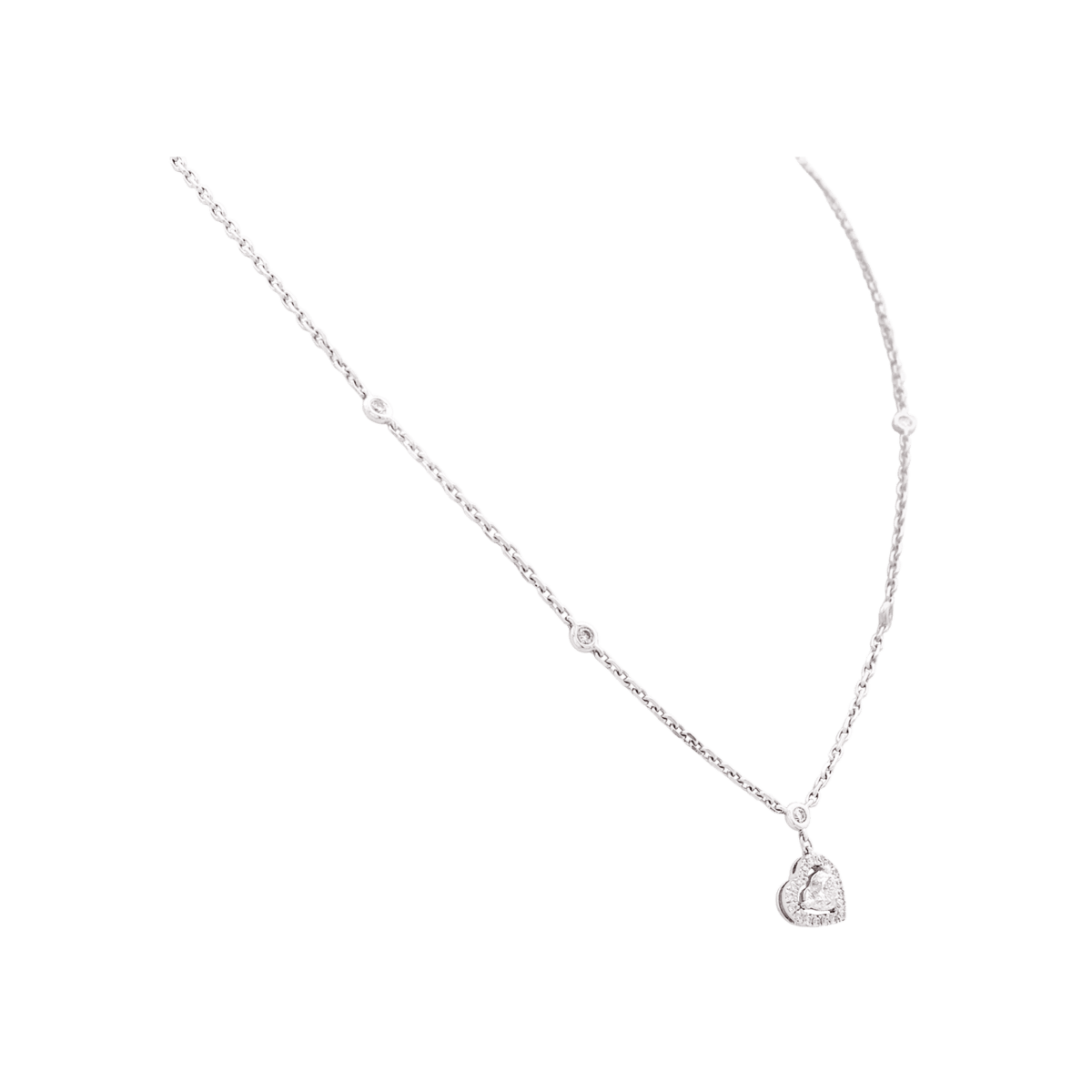 Collier Pendentif MESSIKA "Joy taille coeur" en or blanc et diamatns - Castafiore