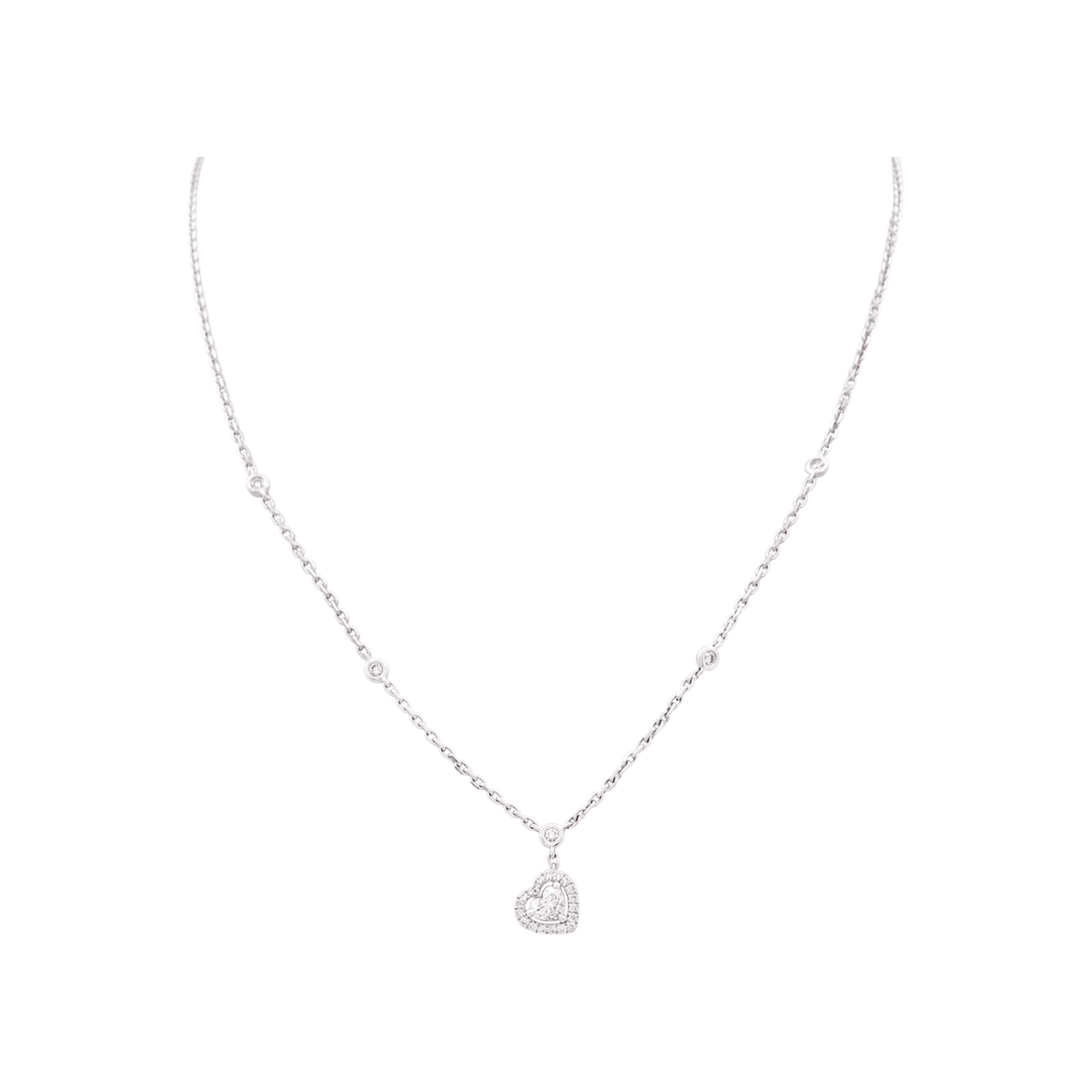 Collier Pendentif MESSIKA "Joy taille coeur" en or blanc et diamatns - Castafiore