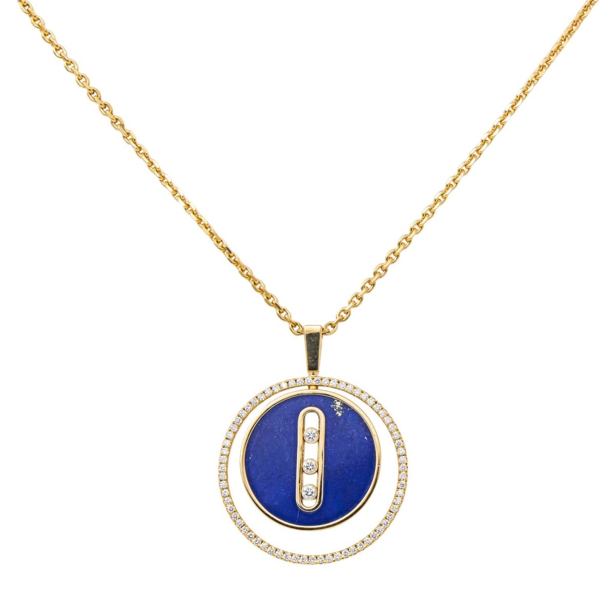 Collier Pendentif MESSIKA "Lucky Move" en or jaune, lapis-lazuli et diamants - Castafiore