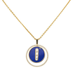 Collier Pendentif MESSIKA "Lucky Move" en or jaune, lapis-lazuli et diamants - Castafiore