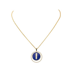 Collier Pendentif MESSIKA "Lucky Move" en or jaune, lapis-lazuli et diamants - Castafiore