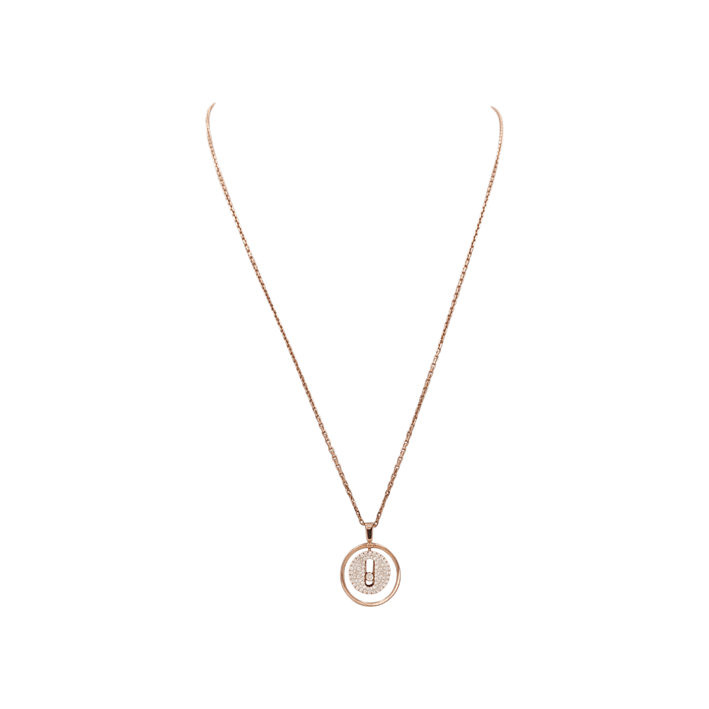 Necklace Messika, "Lucky Move", rose gold and diamonds.