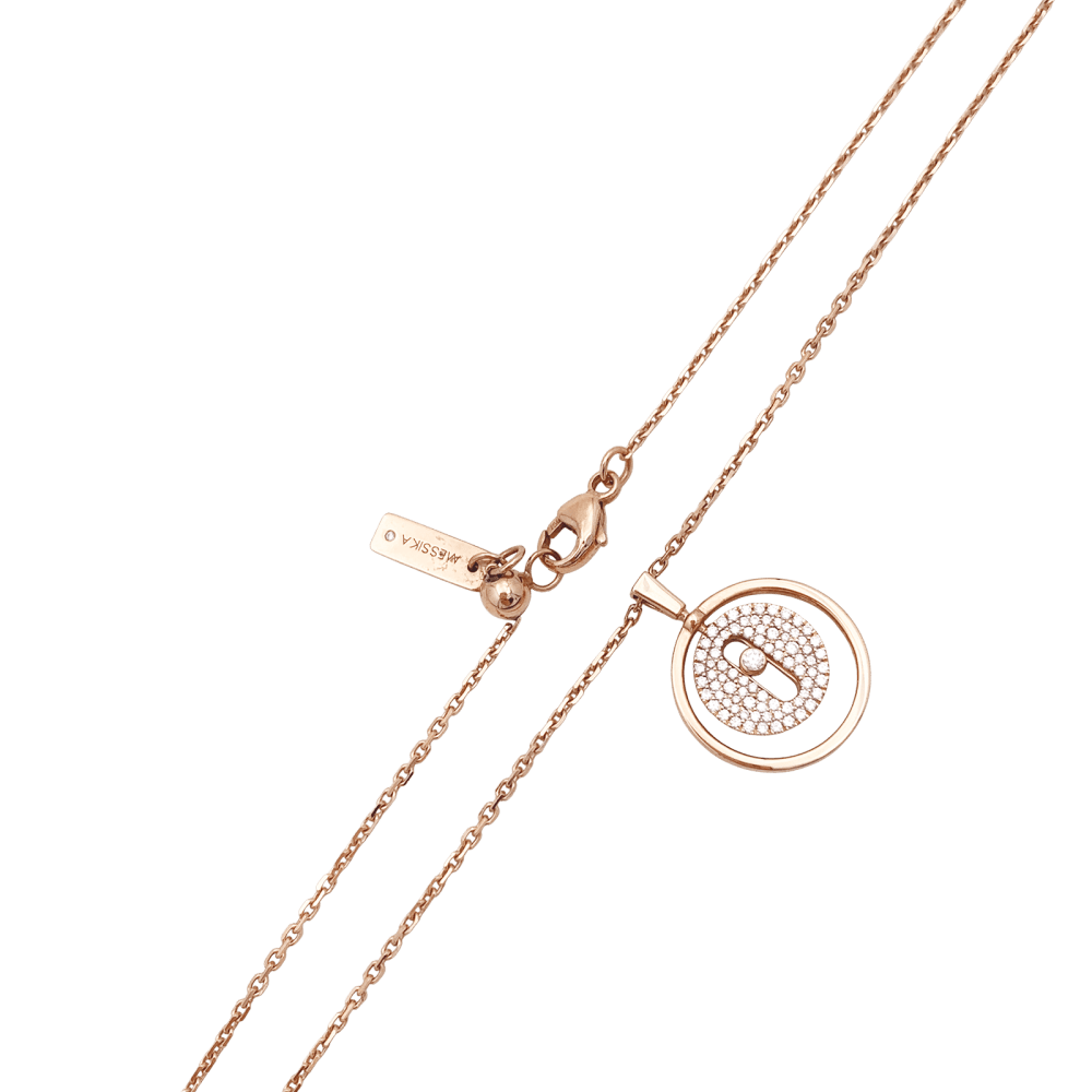 Necklace Messika, "Lucky Move", rose gold and diamonds.