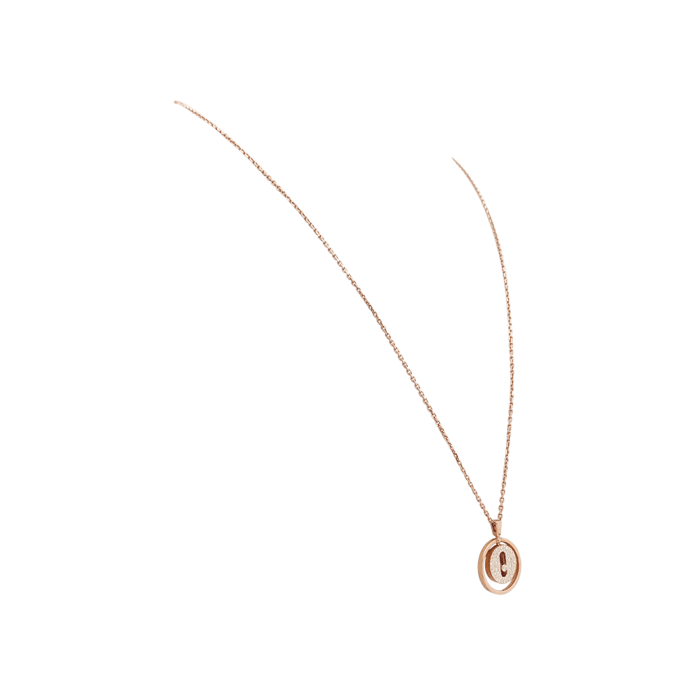 Necklace Messika, "Lucky Move", rose gold and diamonds.
