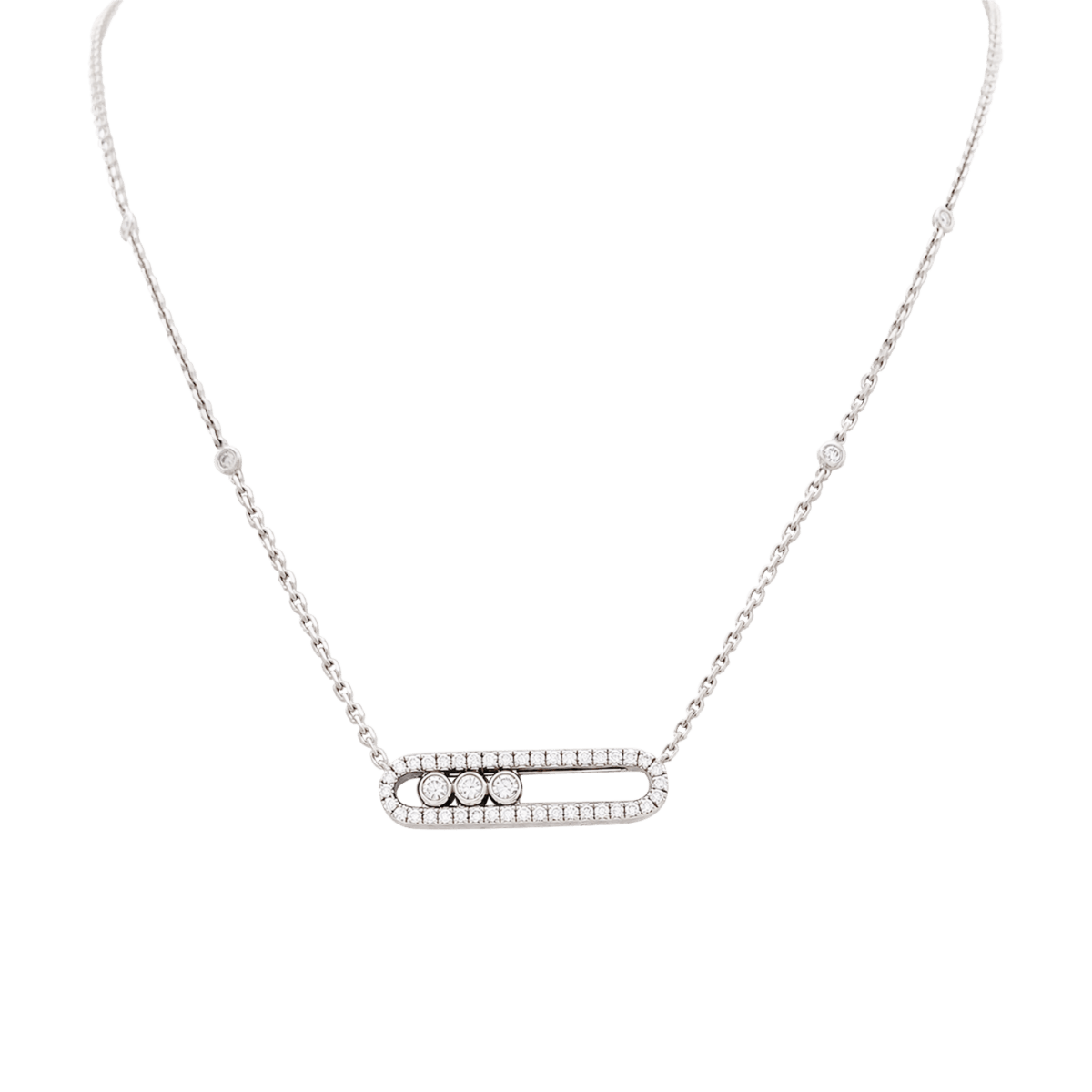Collier Pendentif MESSIKA "Move Classique Pavé" en or blanc et diamants - Castafiore
