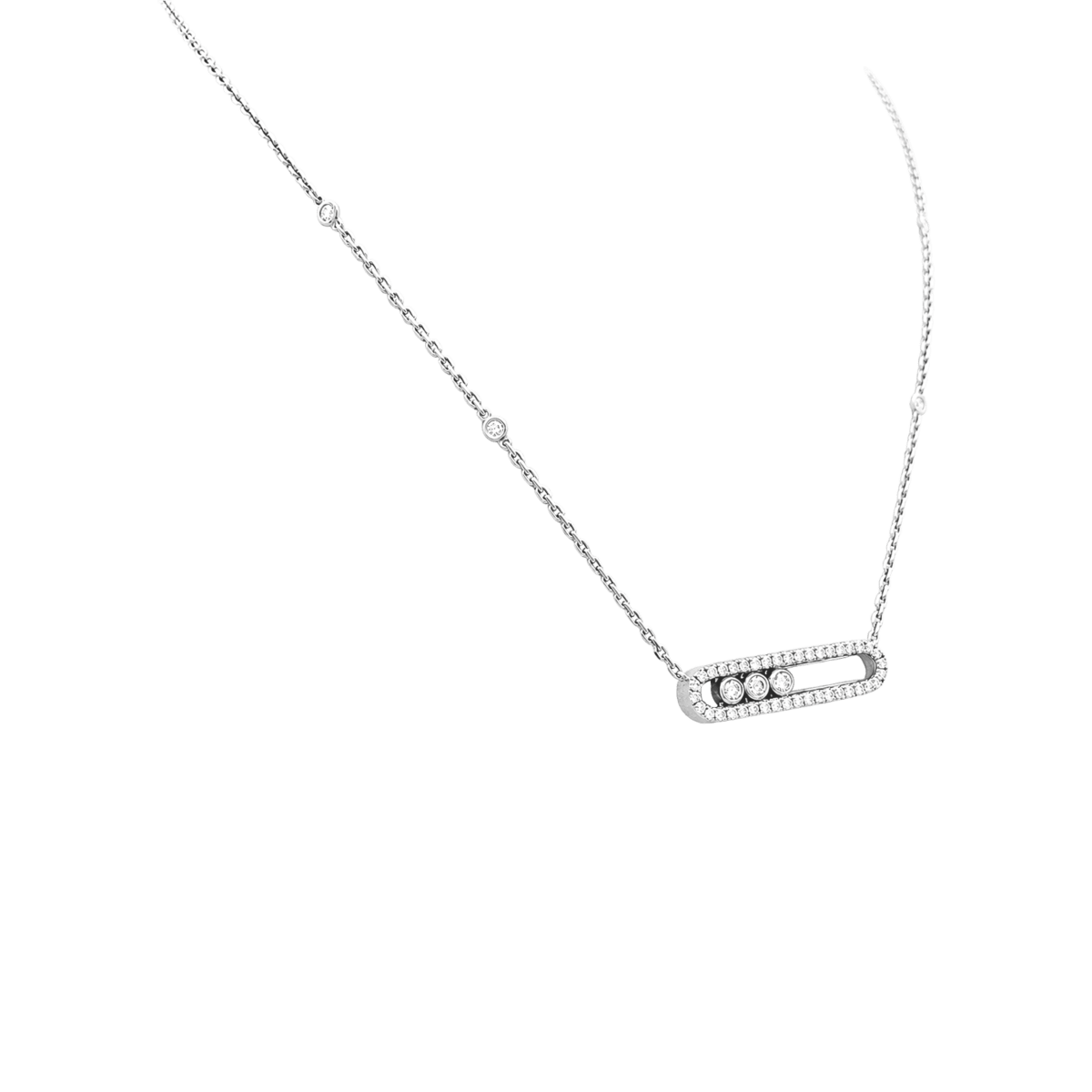 Collier Pendentif MESSIKA "Move Classique Pavé" en or blanc et diamants - Castafiore
