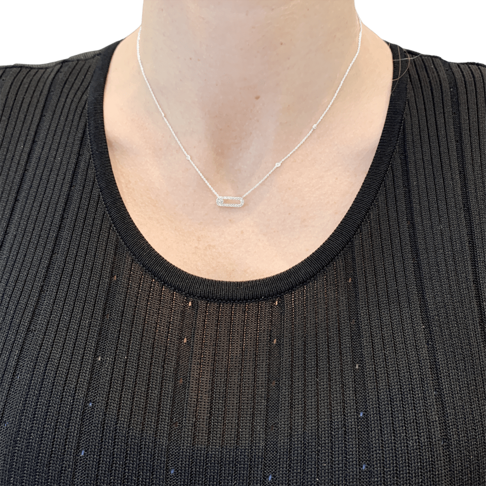 Necklace Messika "Move Uno Pavé", white gold, diamonds.