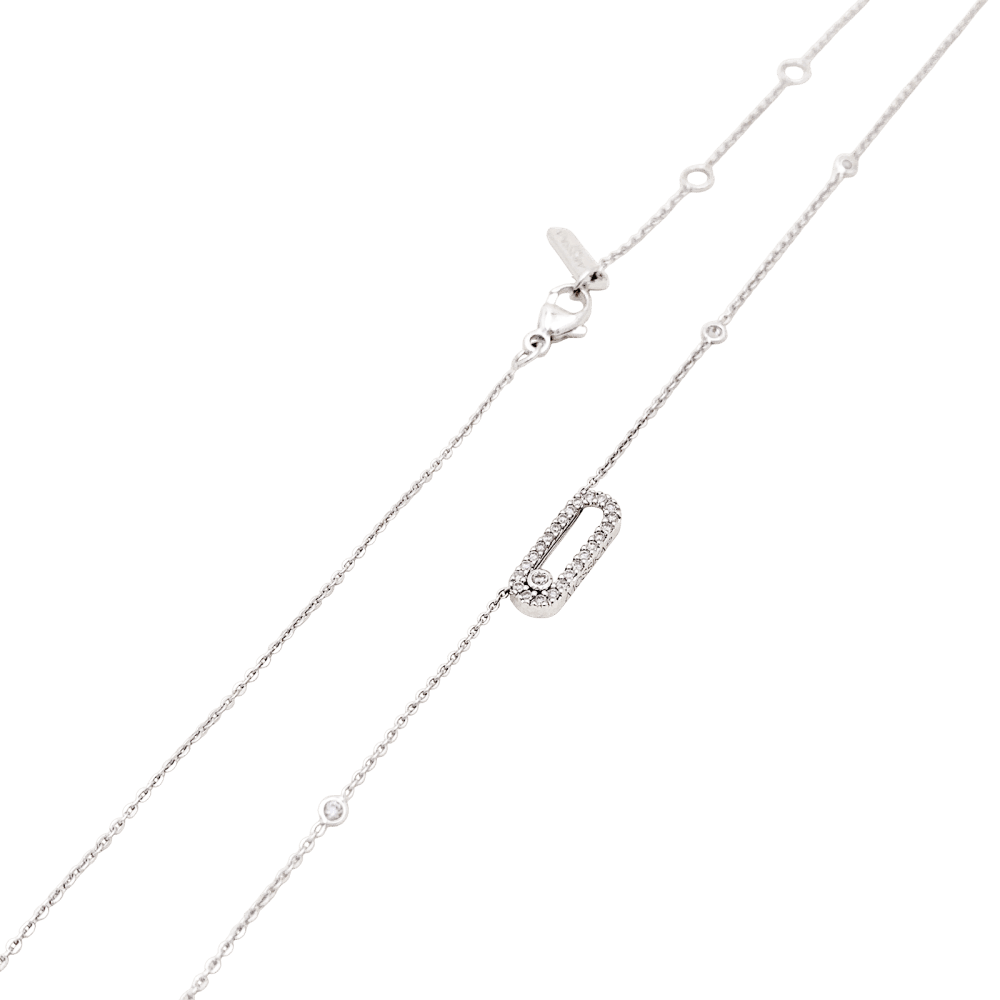 Necklace Messika "Move Uno Pavé", white gold, diamonds.