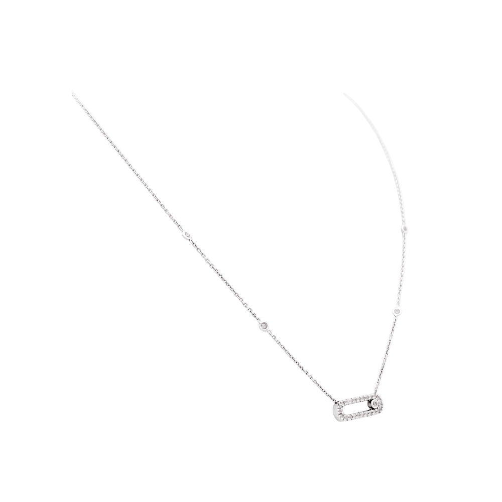 Necklace Messika "Move Uno Pavé", white gold, diamonds.