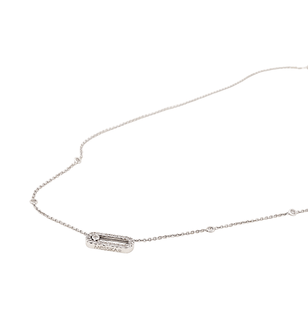 Necklace Messika "Move Uno Pavé", white gold, diamonds.