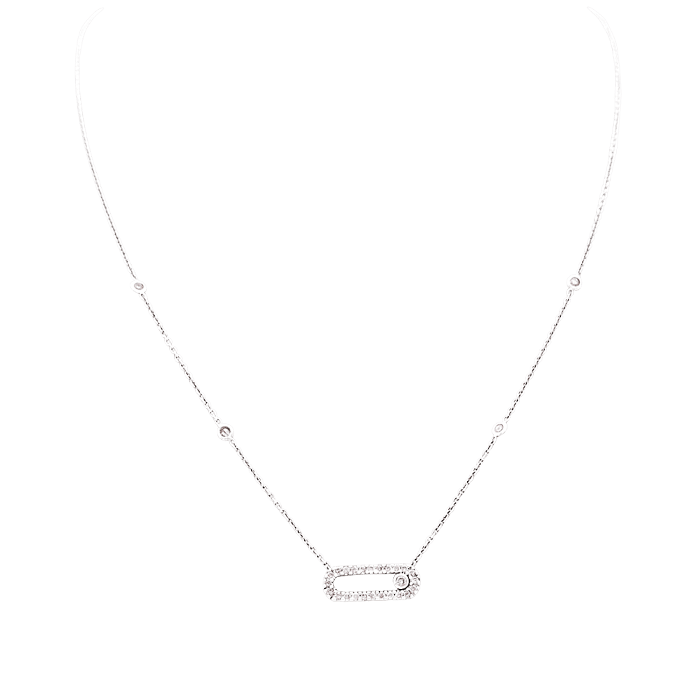 Necklace Messika "Move Uno Pavé", white gold, diamonds.
