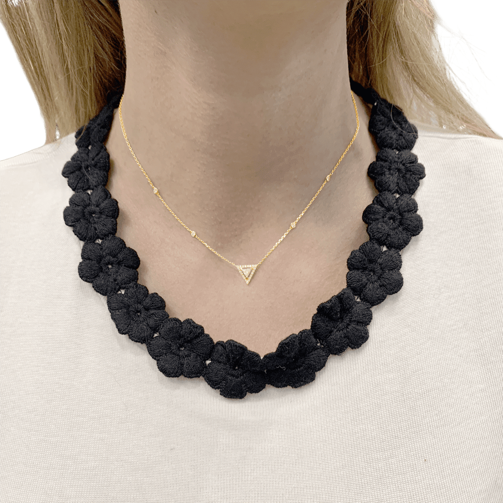 Necklace Messika, "Théa", rose gold and diamonds.