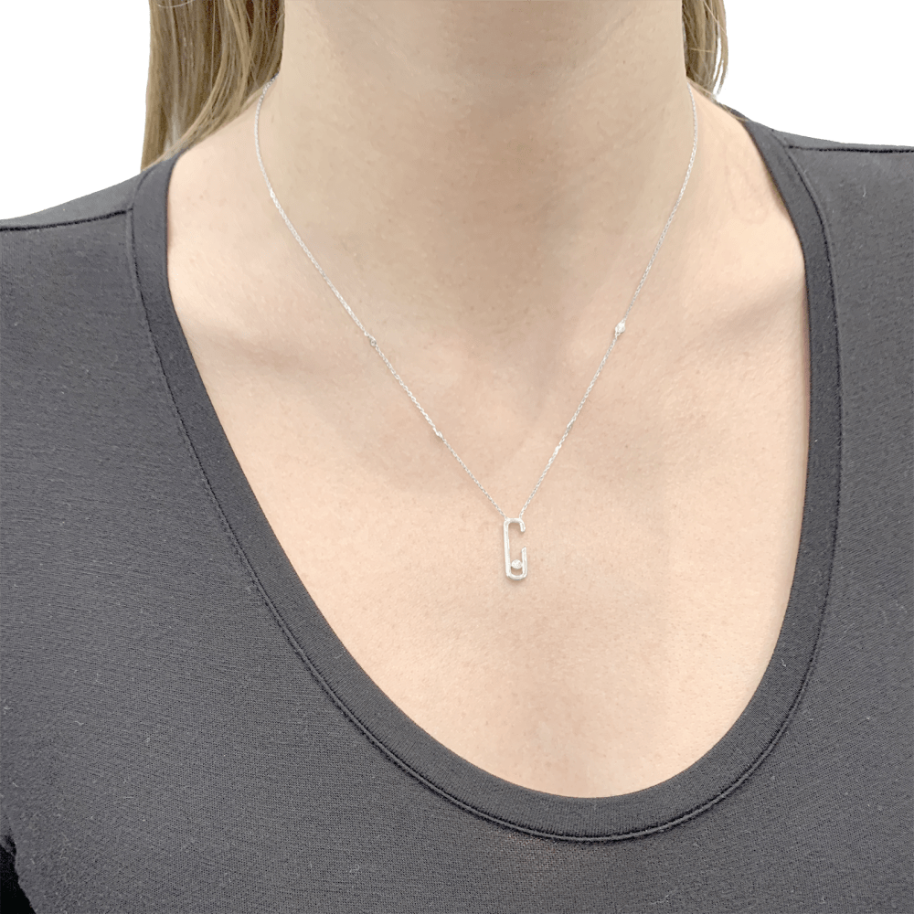 Collier Pendentif MESSIKA x GIGI HADID "Move Addiction" en or blanc et diamants - Castafiore