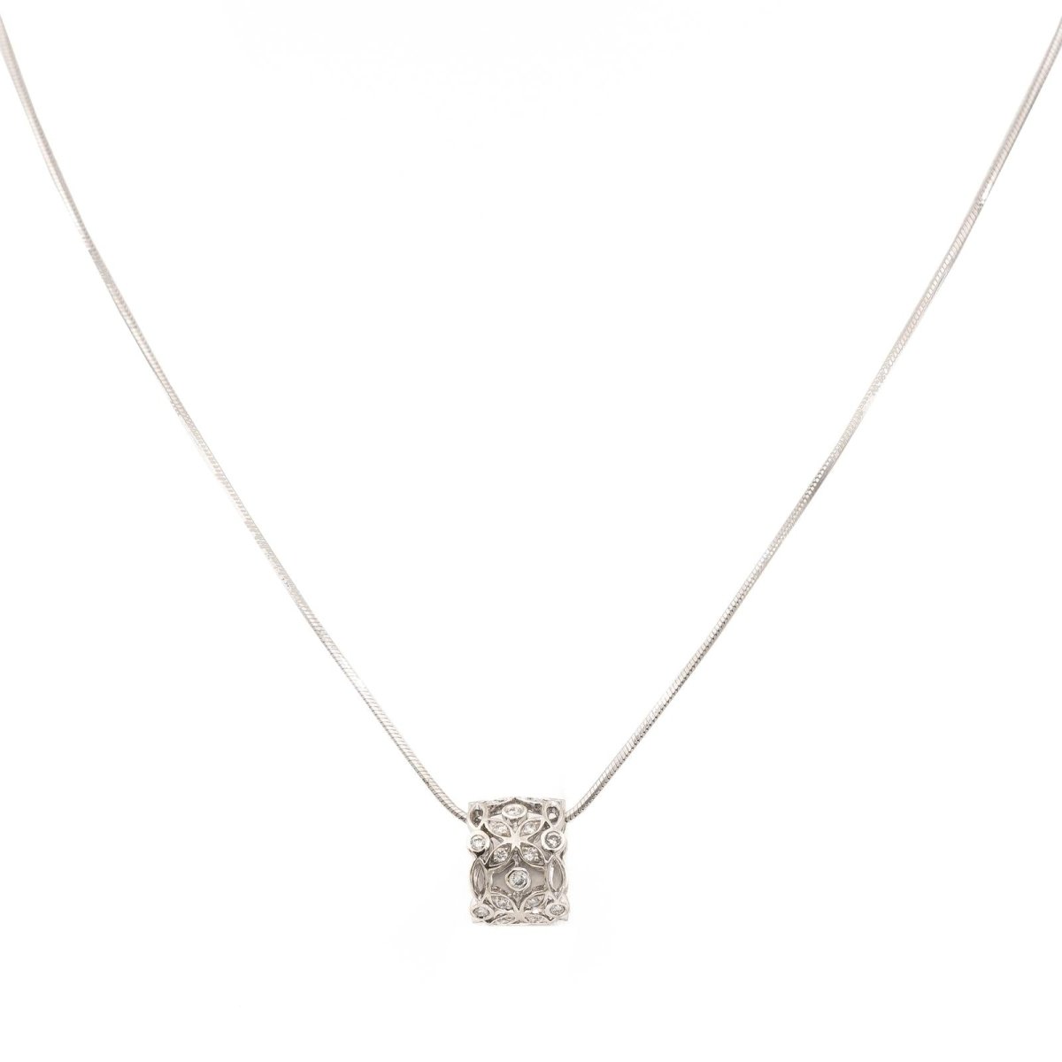 Collier Pendentif Or blanc Diamant - Castafiore