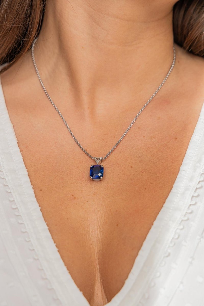 Collier Pendentif Or blanc Saphir - Castafiore