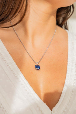 Collier Pendentif Or blanc Saphir - Castafiore