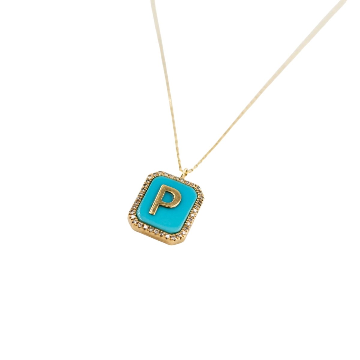 Collier Pendentif PERSÉE en or jaune, turquoise et diamants - Castafiore