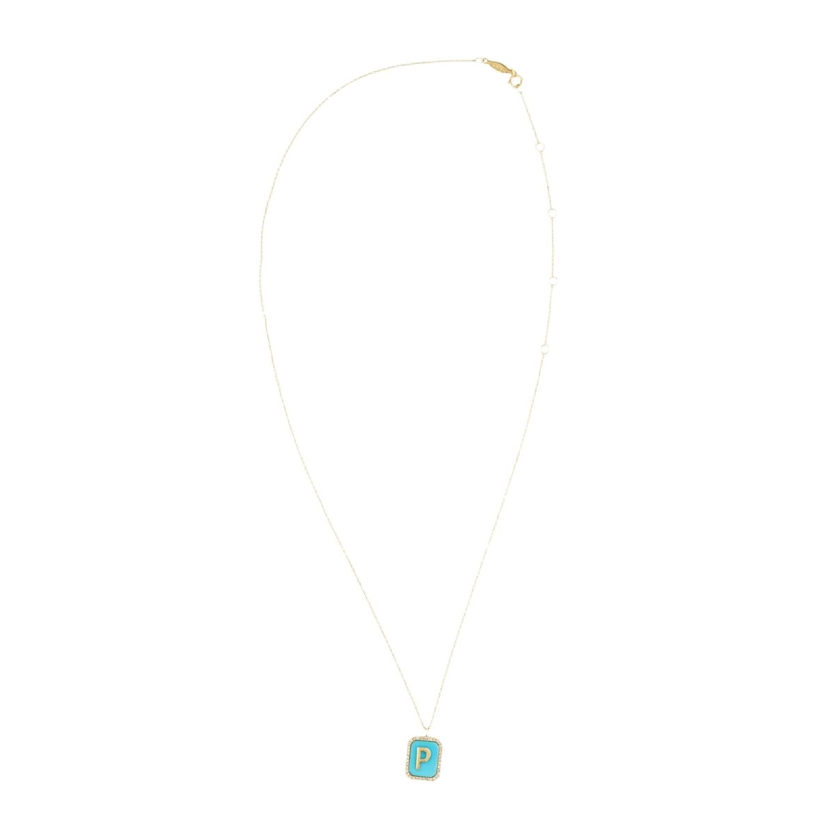 Collier Pendentif PERSÉE en or jaune, turquoise et diamants - Castafiore