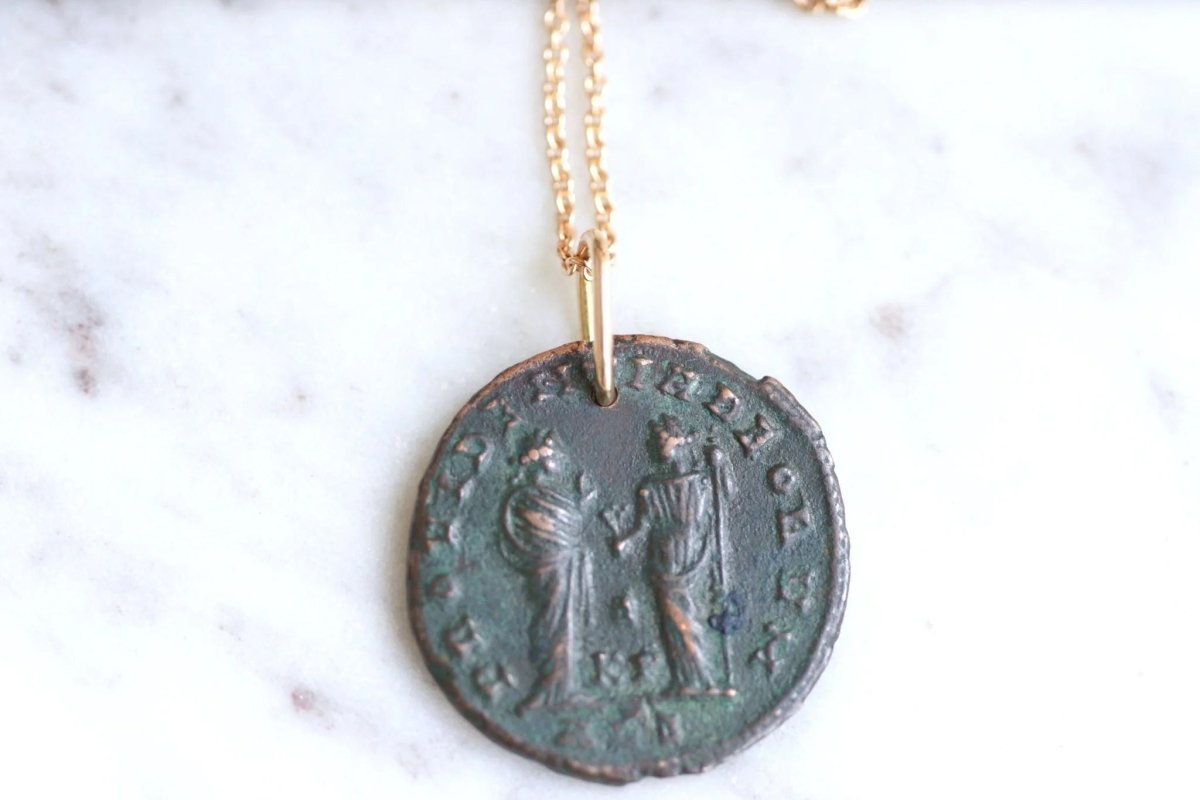Collier pendentif pièce romaine Dioclétien - Castafiore