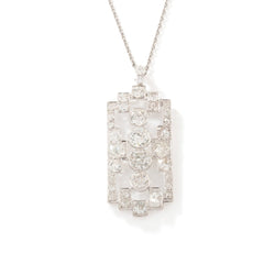 Collier Pendentif Plaque en or blanc, platine et diamants - Castafiore