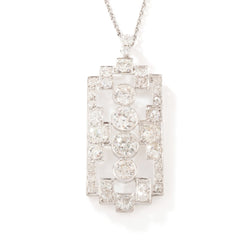 Collier Pendentif Plaque en or blanc, platine et diamants - Castafiore