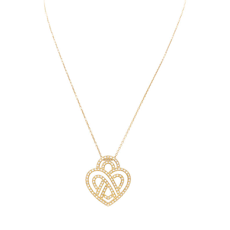 Collier Pendentif POIRAY "Coeur Entrelacé" en or rose et diamants - Castafiore