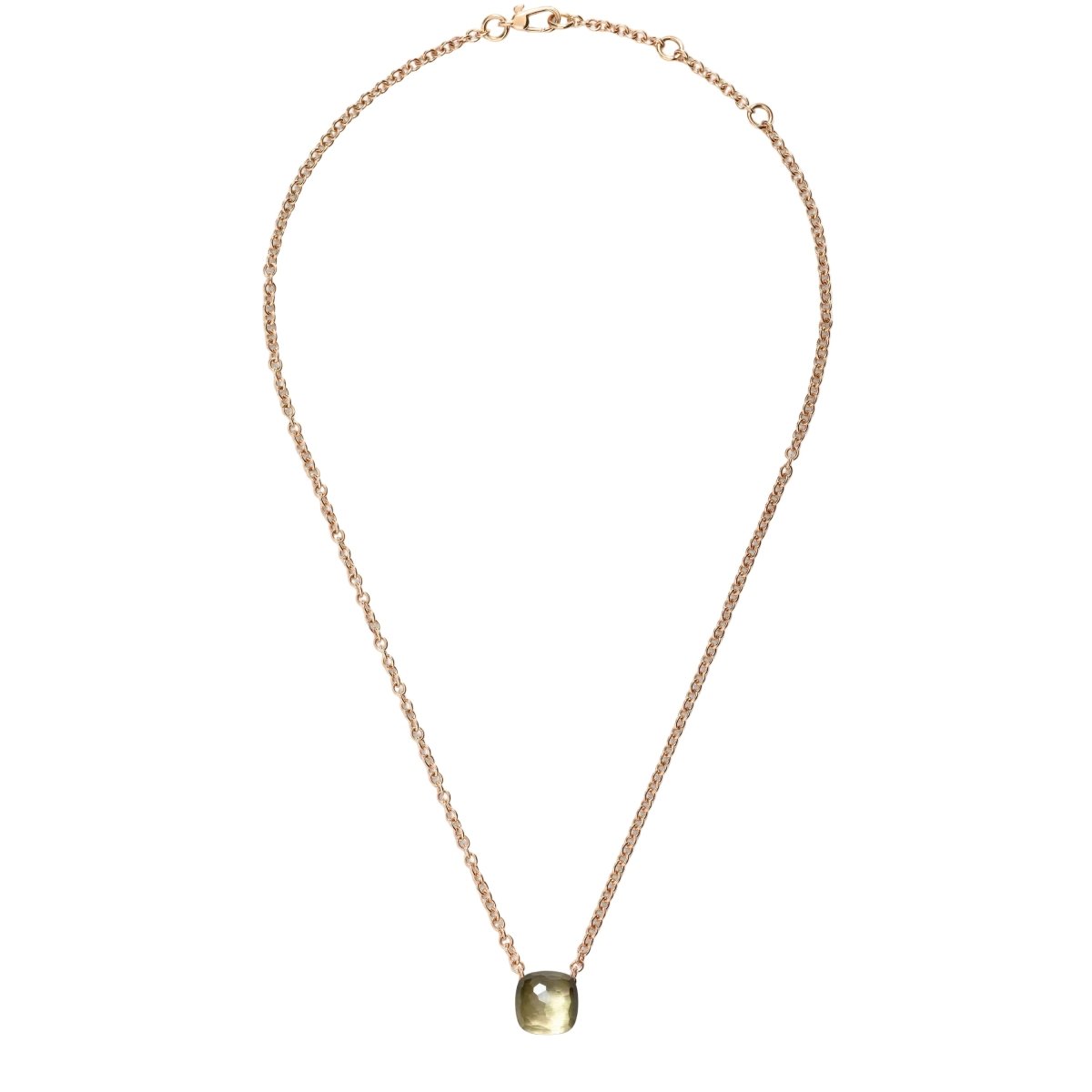 Collier Pendentif POMELLATO "Knot" en or blanc, or rose et prasiolite - Castafiore