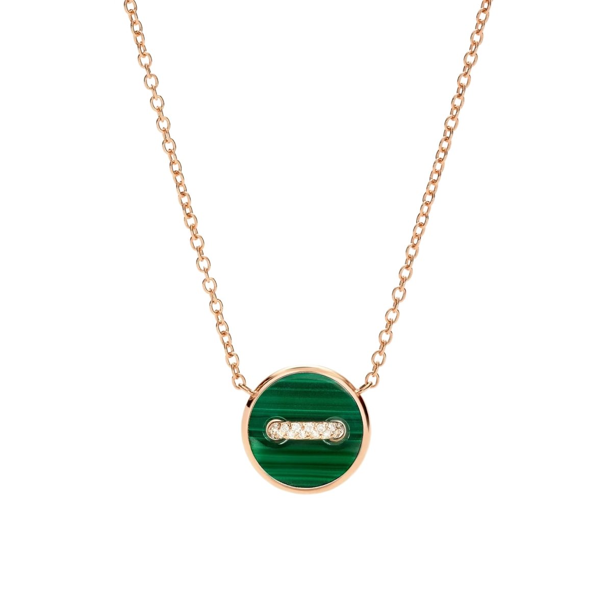 Collier Pendentif POMELLATO "Pom Pom Dot" en or rose, malachite, nacre et diamants - Castafiore