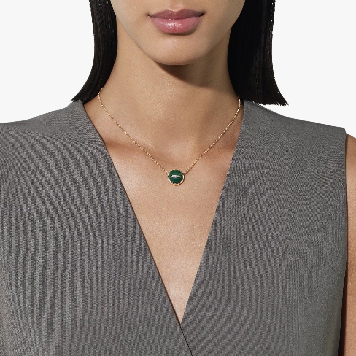 Collier Pendentif POMELLATO "Pom Pom Dot" en or rose, malachite, nacre et diamants - Castafiore