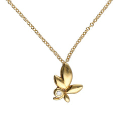 Collier Pendentif TIFFANY & CO. "Feuille d'Olive" en or jaune et diamant - Castafiore