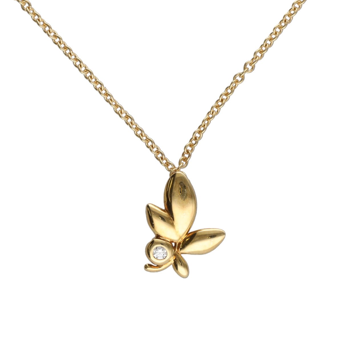 Collier Pendentif TIFFANY & CO. "Feuille d'Olive" en or jaune et diamant - Castafiore