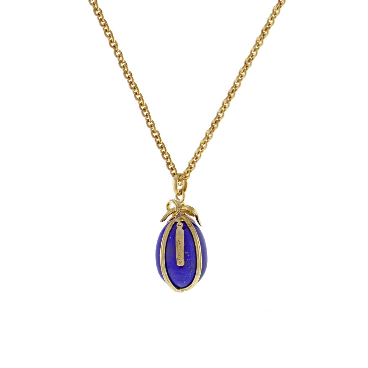 Collier Pendentif TIFFANY & CO. par JEAN SCHLUMBERGER Oeuf en or jaune et lapis lazuli - Castafiore