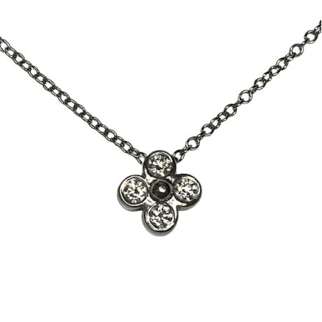 Collier Pendentif TIFFANY & CO. "Trèfle" en platine et diamants - Castafiore