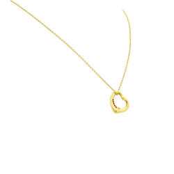 Collier Pendentif TIFFANY & CO X ELSA PERETTI "Open Heart" en or jaune et rubis - Castafiore